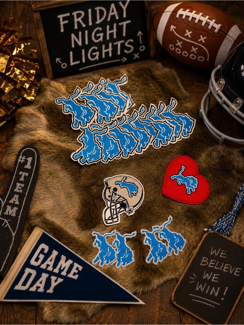 NWOT Detroit Lions Game Day Iron-On Patches 17-Piece Lot 🦁